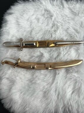 Vintage 1950's 2 Swank Sword Tie Clips - Scimitar & Long Sword